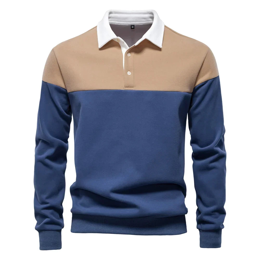 Men's Polo Sweater Collared Cotton Blend Warm 2