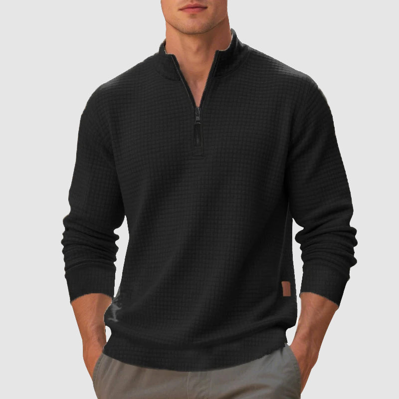Men's Quarter-Zip Mock Neck Sweatshirt | Textured Finish 1