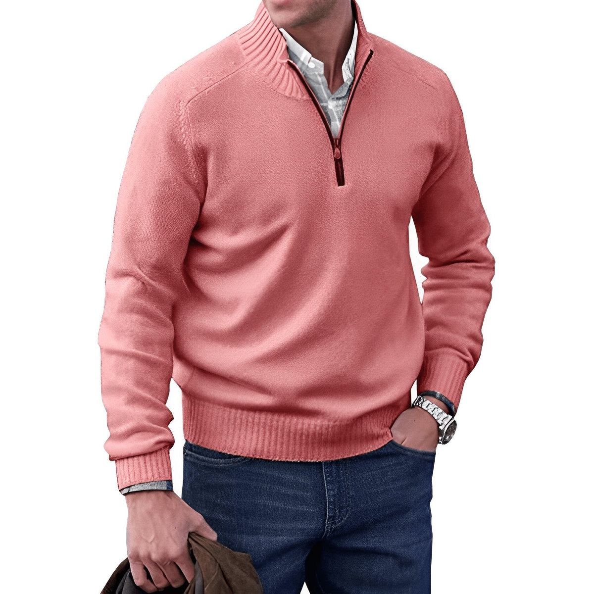 Men's Quarter Zip Sweater | Knit Pullover Long Sleeve 4