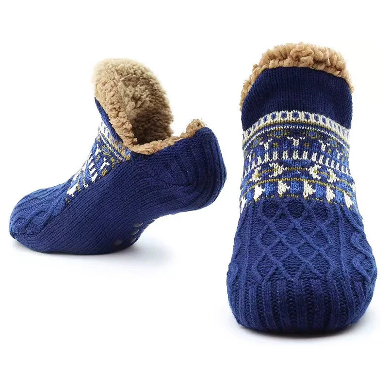 Men's Winter Knit Slipper Socks | Ankle Height Non-Slip 3