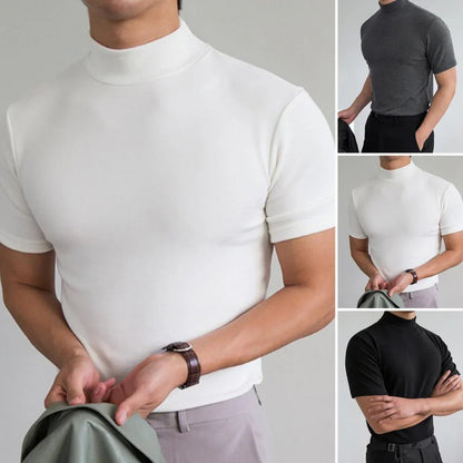 Minimalist T-Shirt | Mænds Elegant T-Shirt med Mellemhøj Krave 1