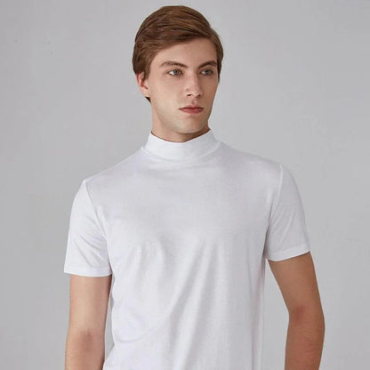 Minimalist T-Shirt | Mænds Elegant T-Shirt med Mellemhøj Krave 3