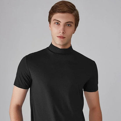 Minimalist T-Shirt | Mænds Elegant T-Shirt med Mellemhøj Krave 4