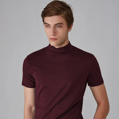 Minimalist T-Shirt | Mænds Elegant T-Shirt med Mellemhøj Krave 5