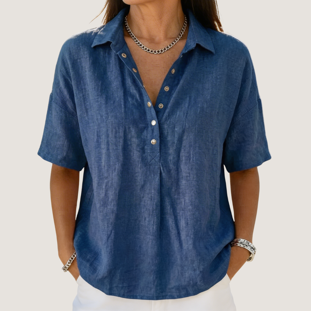 Quinley | Skjortebluse Dame med Button-Up Krave 1