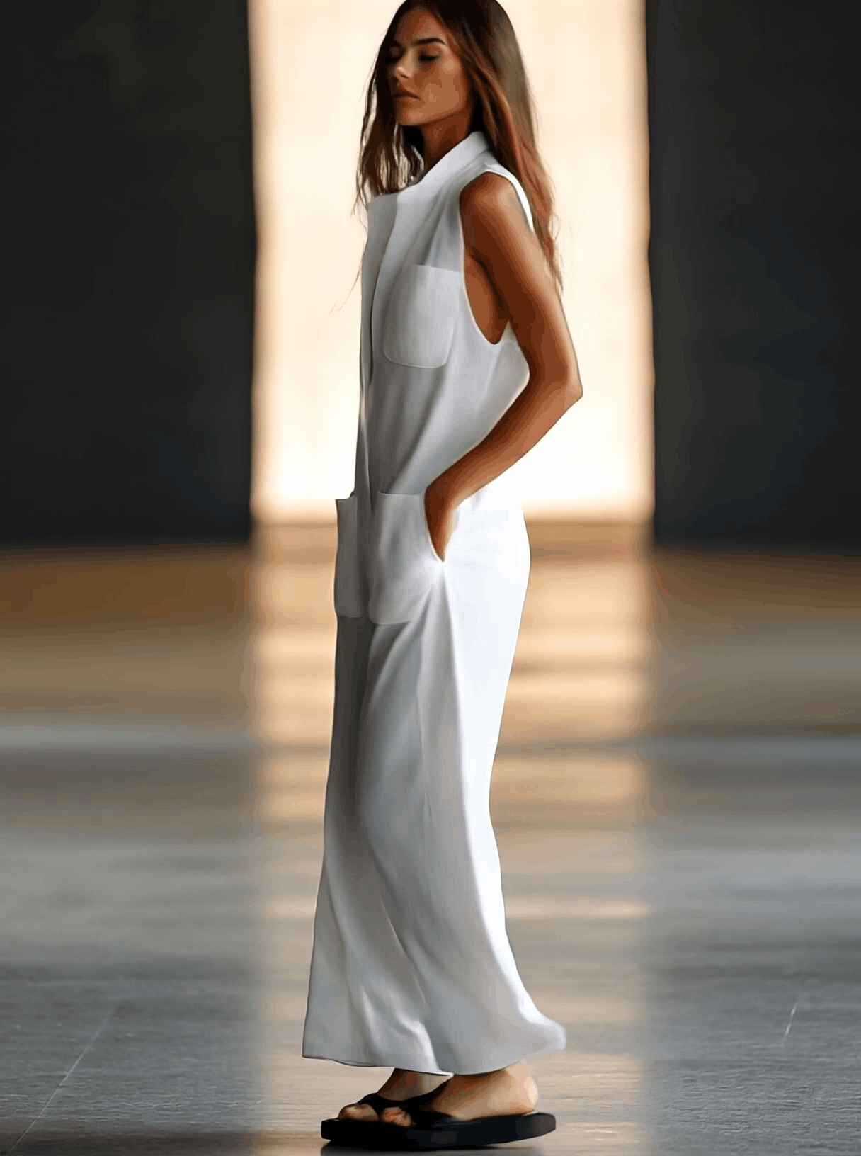Retro Jumpsuit Hvid | Ærmeløse Overalls til Damer 2