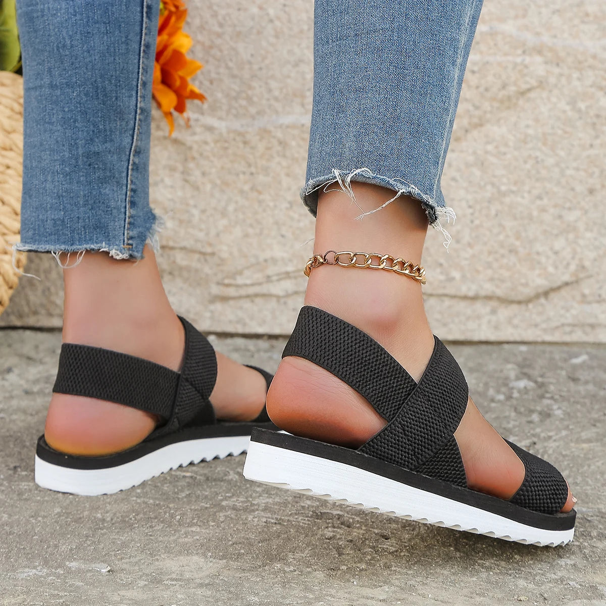 Sorte Flade Sandaler | Damesandaler 3