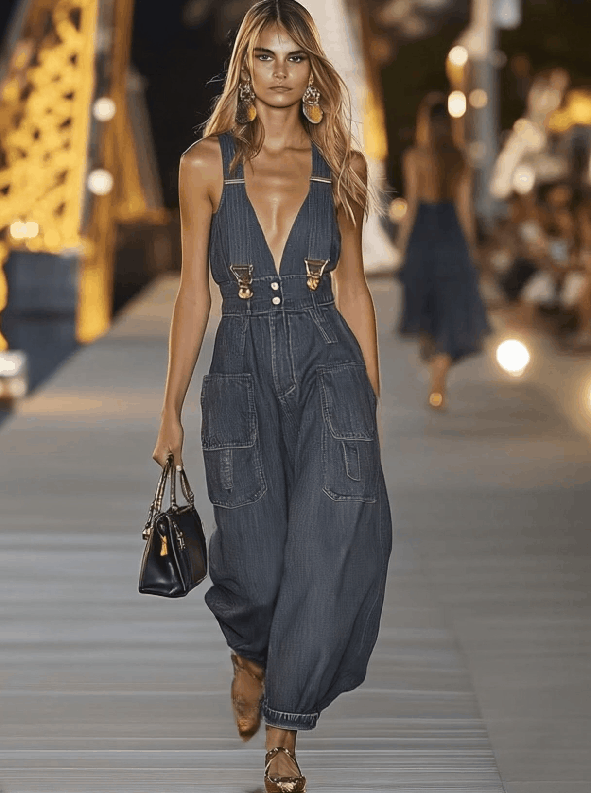V-hals Denim Jumpsuit | Moderigtige Overalls til Kvinder 1