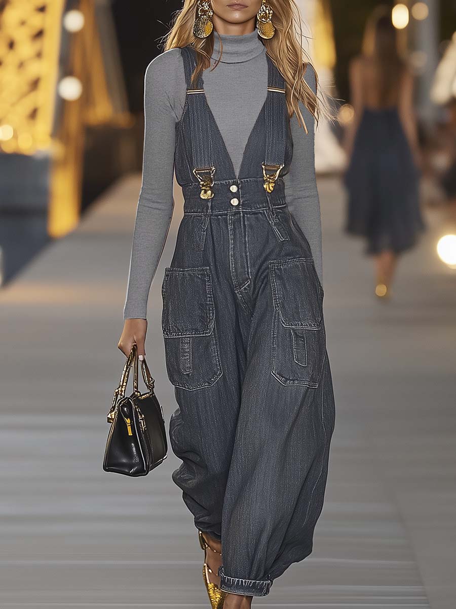 V-hals Denim Jumpsuit | Moderigtige Overalls til Kvinder 3