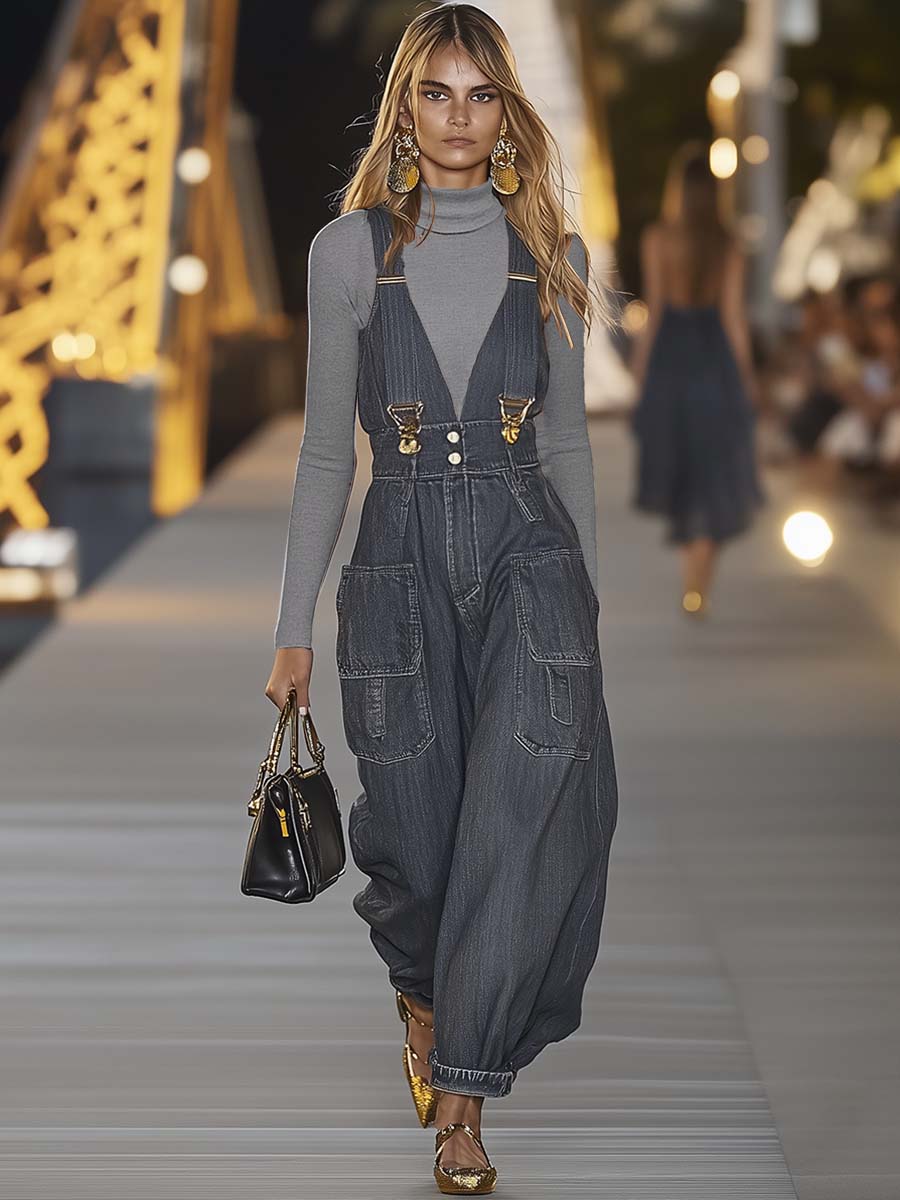 V-hals Denim Jumpsuit | Moderigtige Overalls til Kvinder 4
