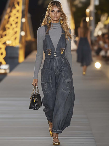 V-hals Denim Jumpsuit | Moderigtige Overalls til Kvinder 4