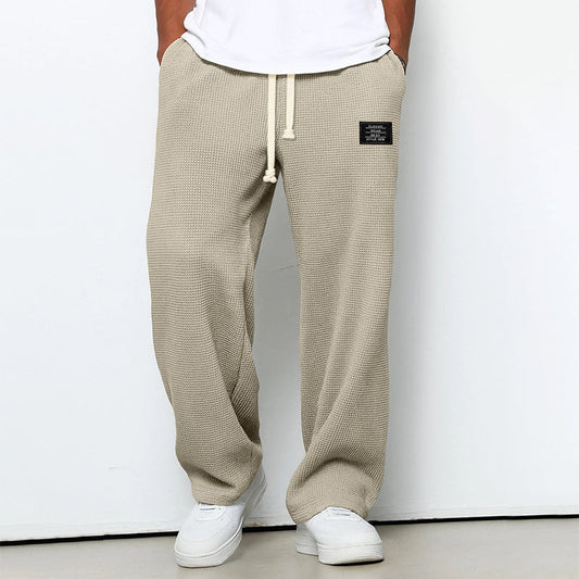 Waffle Knit Gray Jogging Pants | Men's Casual Track Trousers 0