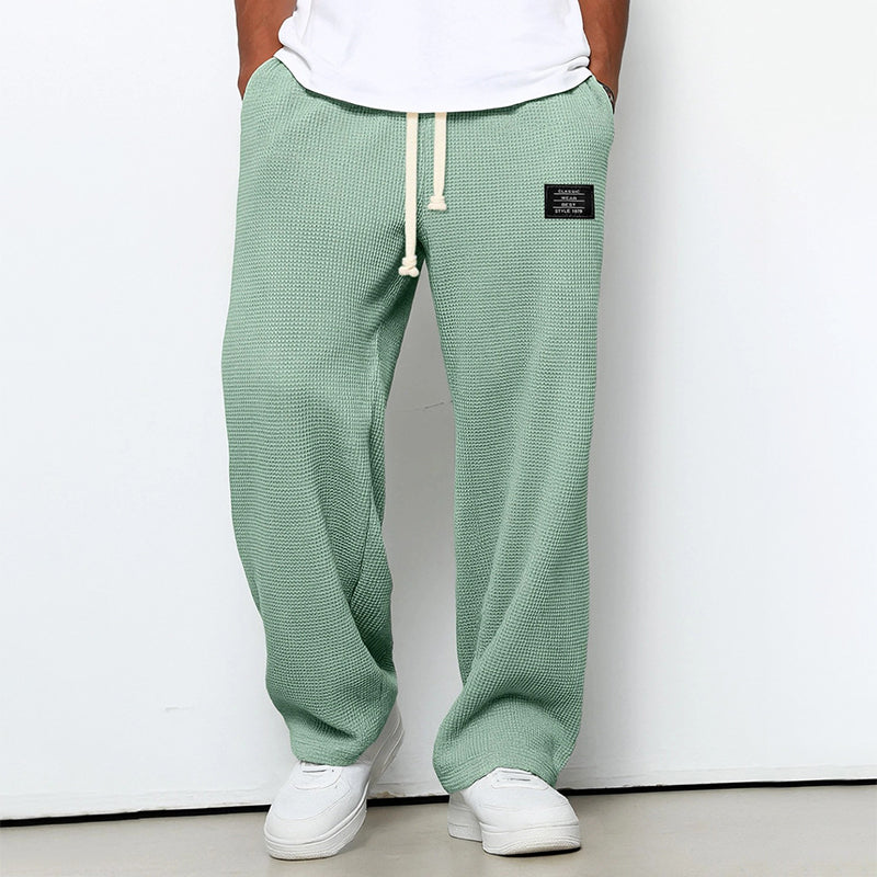 Waffle Knit Gray Jogging Pants | Men's Casual Track Trousers 1