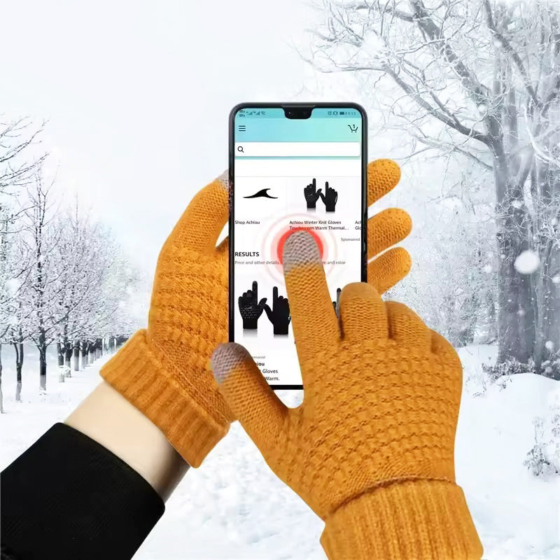 Winter Knit Gloves with Touchscreen and Elastic Cuffs 3